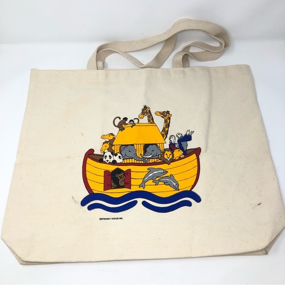 VINTAGE Noah’s Ark Bag Weekend Canvas straight status 0960 Christian book tote - Picture 1 of 10
